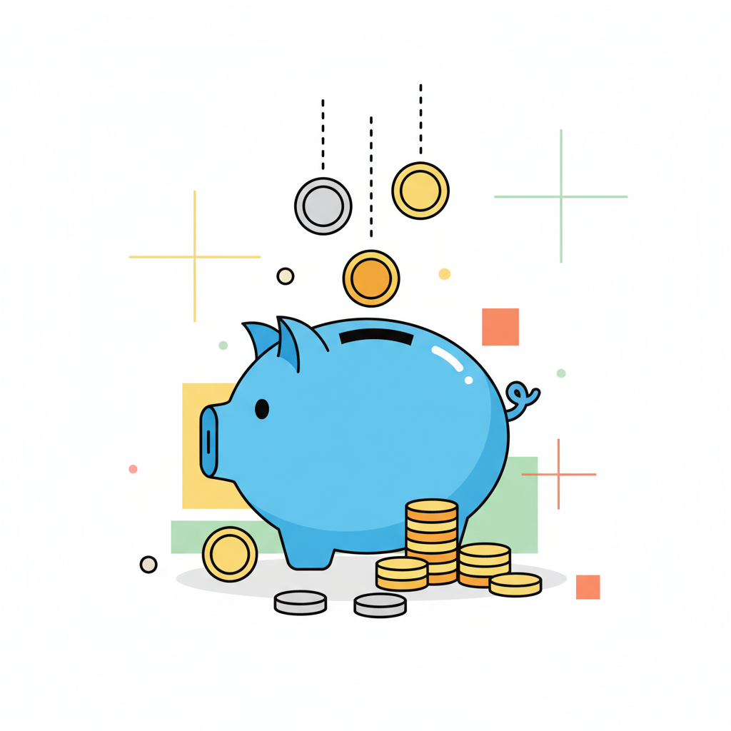 a piggy bank with coins - AI generated illustration