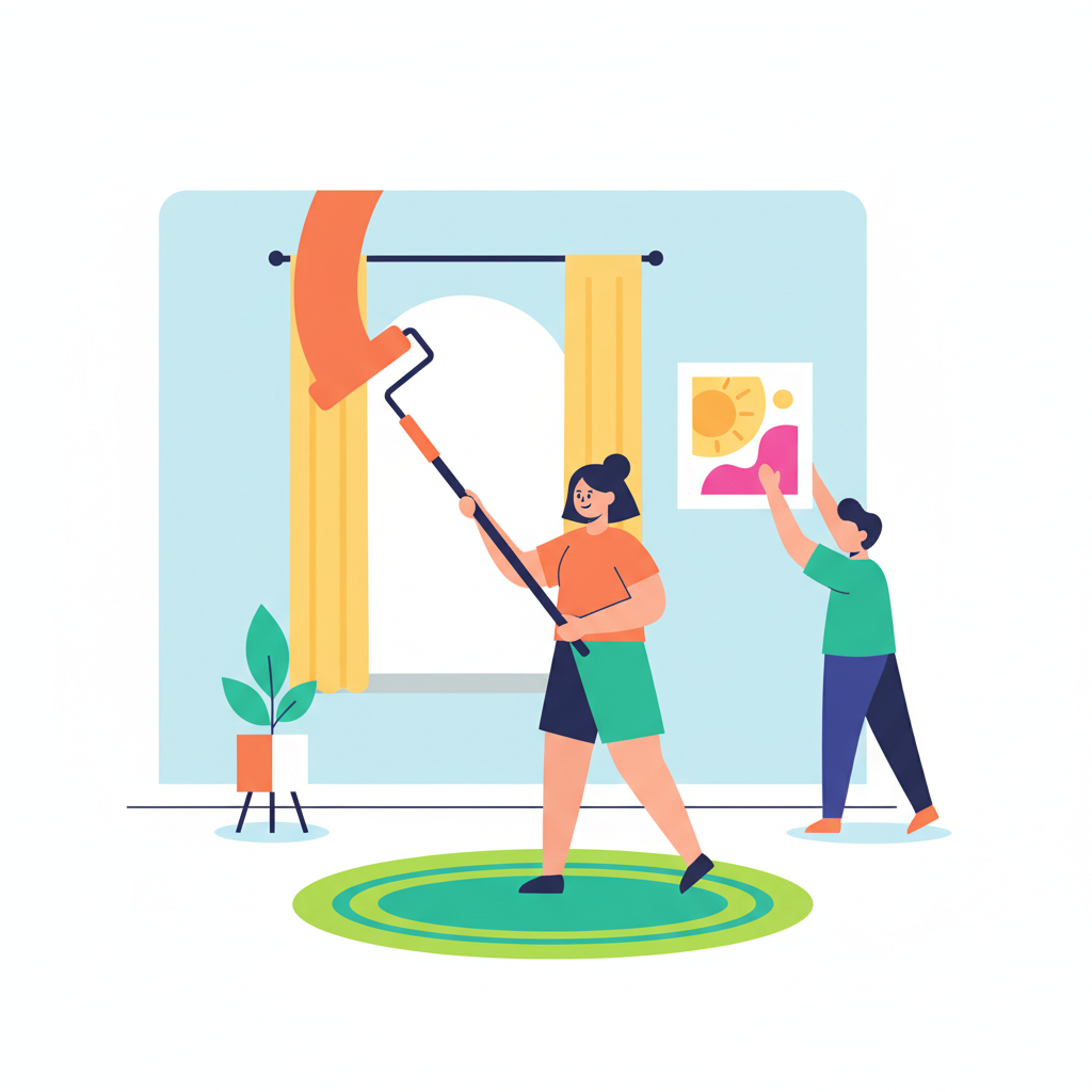 a person decorating a room - AI generated illustration