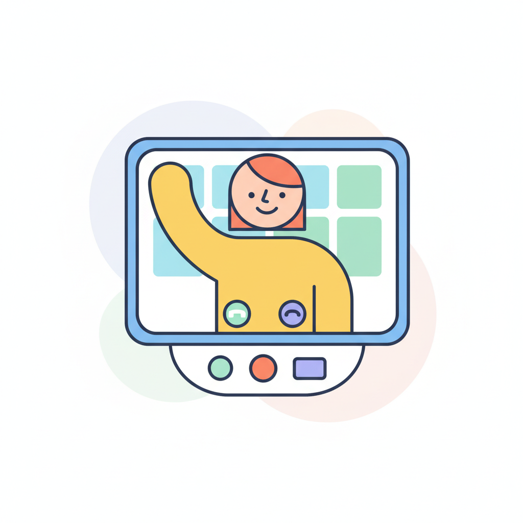 a person waving in a video call - AI generated illustration