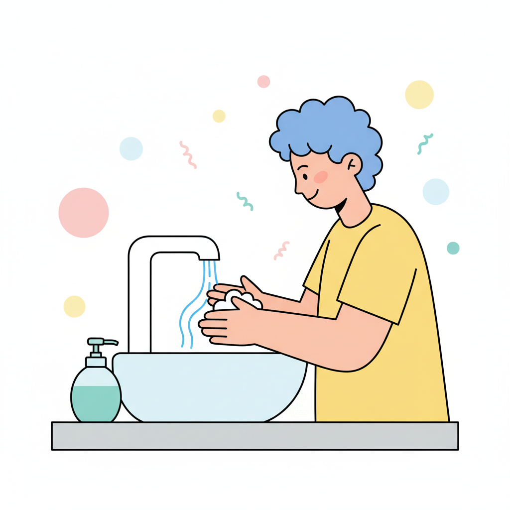 a person washing hands - AI generated illustration