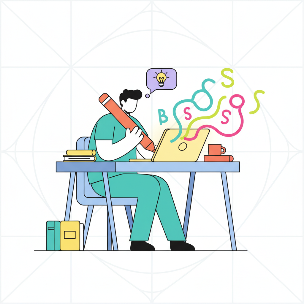 a student writing an essay - AI generated illustration