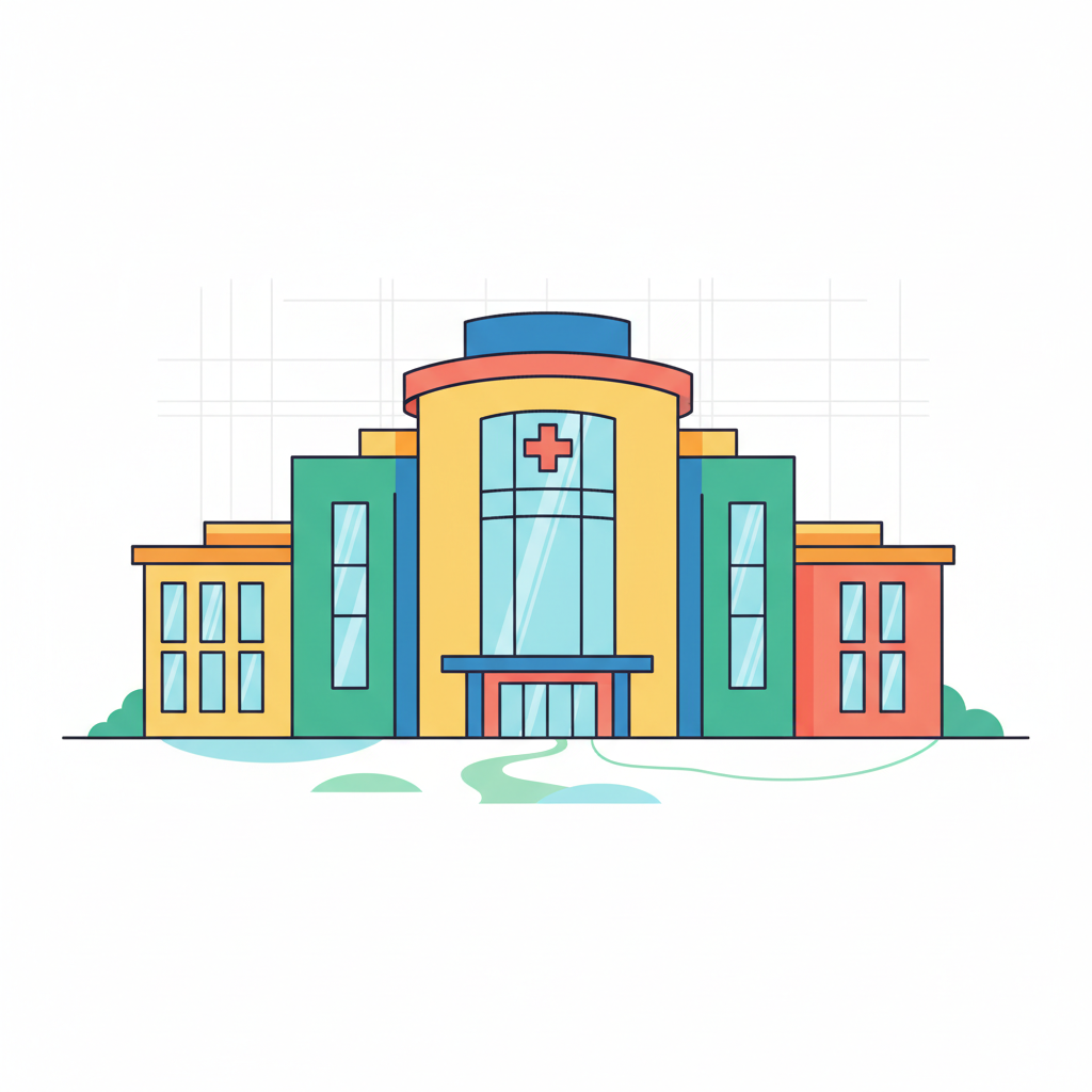 a hospital building illustration - AI generated illustration