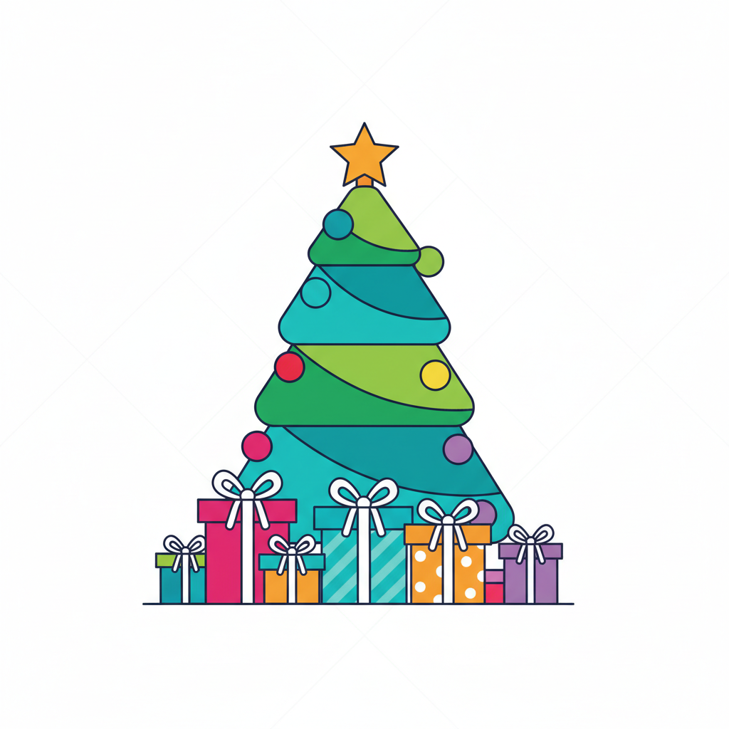 a Christmas tree with gifts - AI generated illustration
