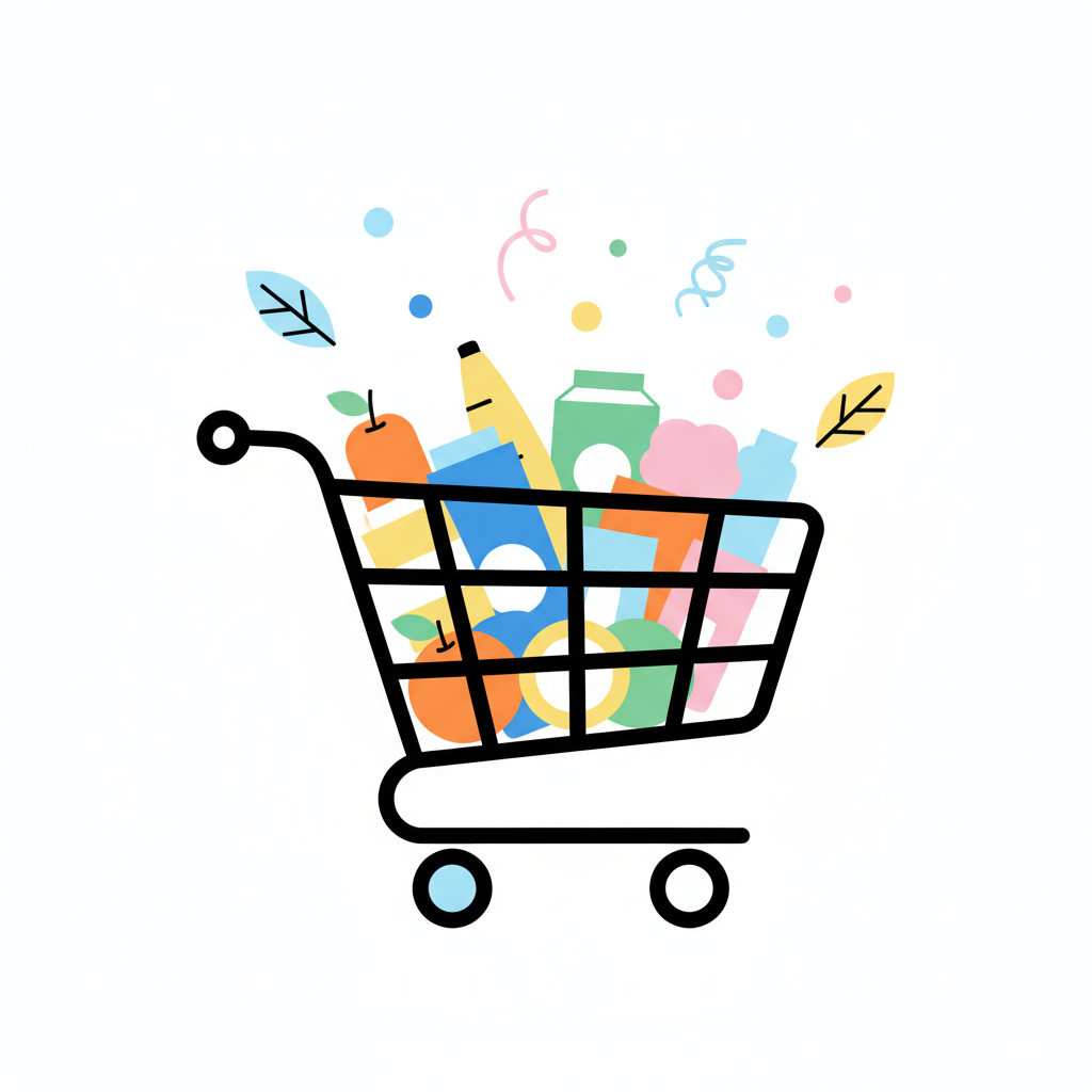 a shopping cart full of groceries - AI generated illustration