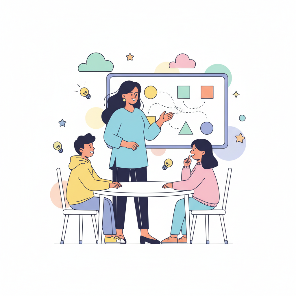 a teacher giving a lesson - AI generated illustration