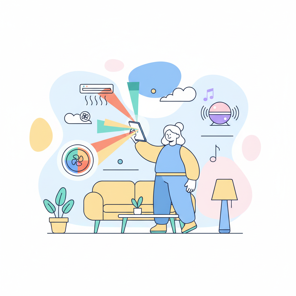 a person adjusting smart home devices - AI generated illustration