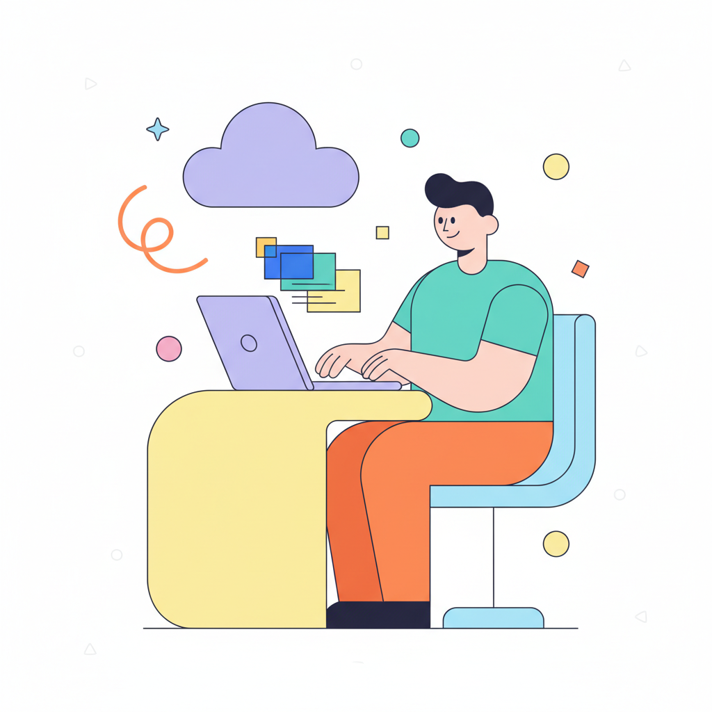 a person typing on a laptop - AI generated illustration