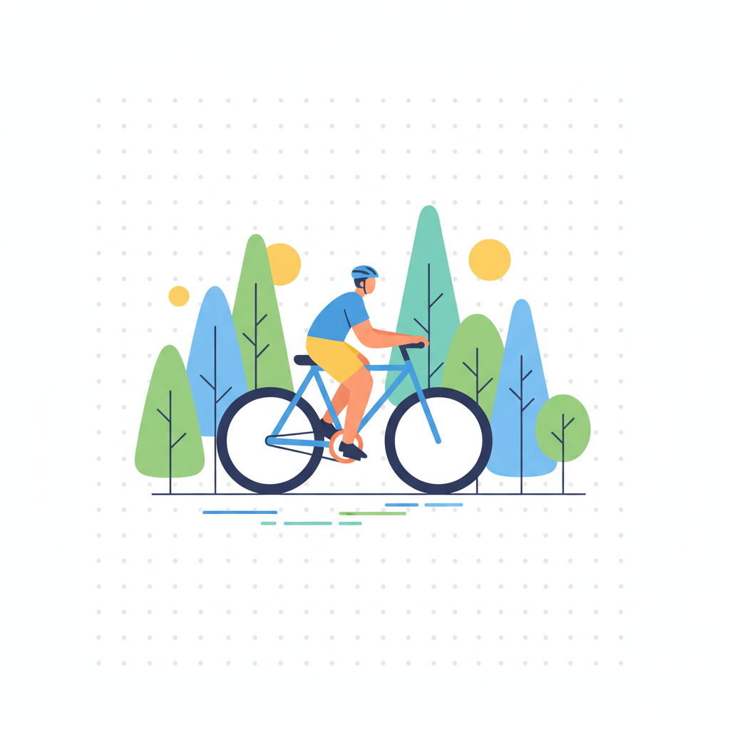 a person cycling in the forest - AI generated illustration