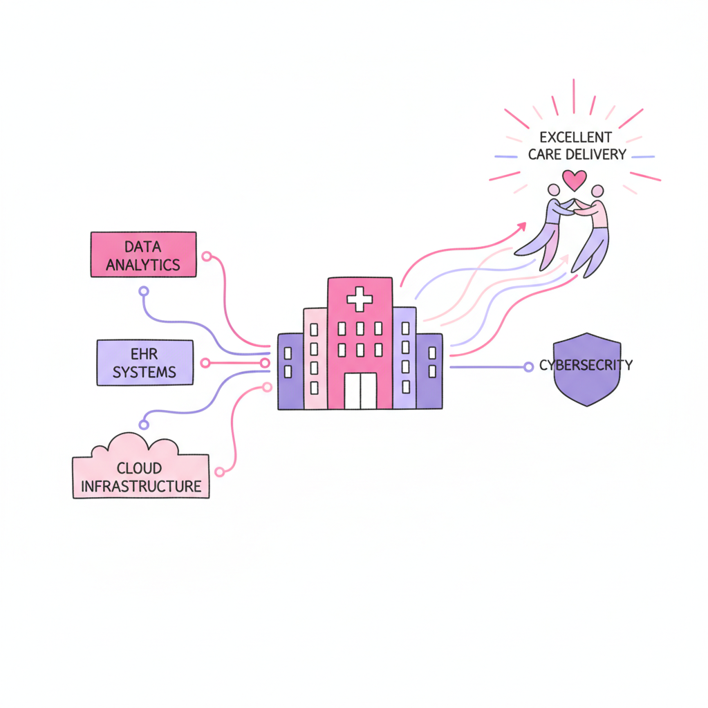 Illustration: healthcare IT building blocks - to build solutions that results in excellent care delivery