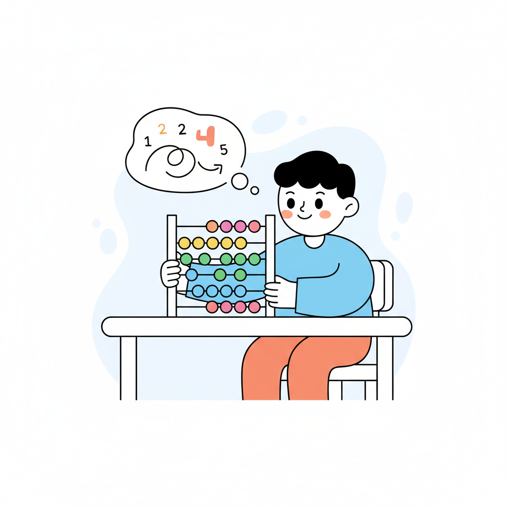 a child learning with an abacus - AI generated illustration