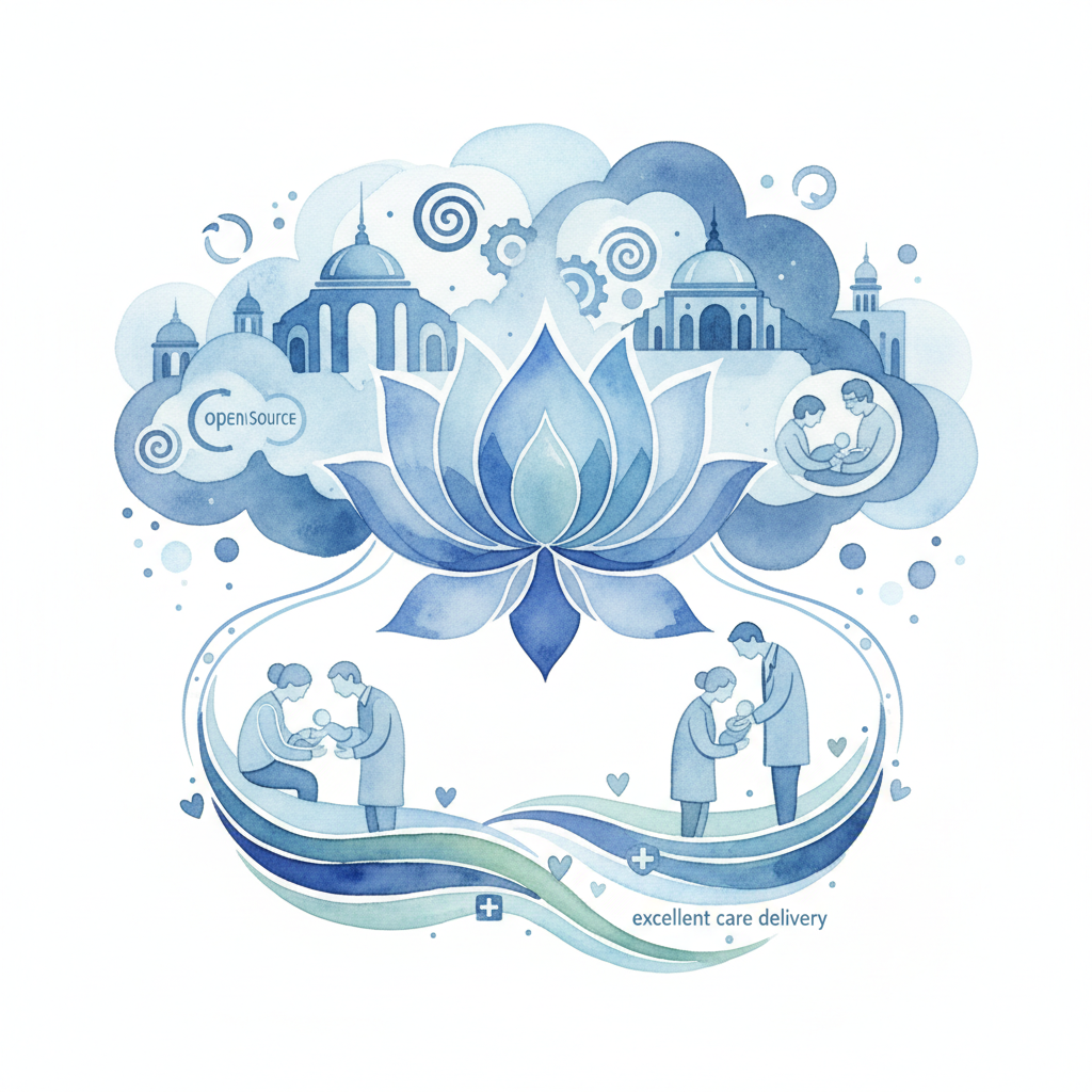 Illustration: building compliant healthcare IT with open source - resulting in excellent care delivery