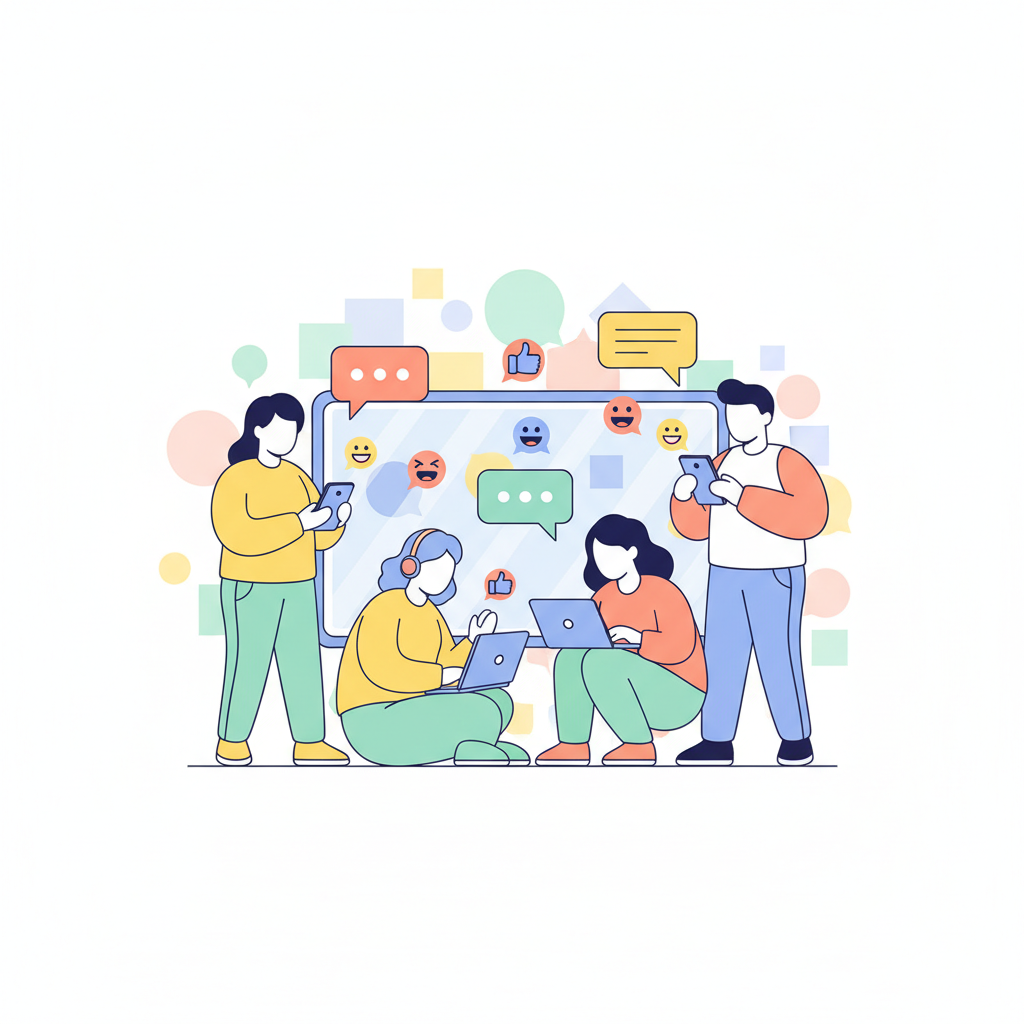a team chatting online - AI generated illustration