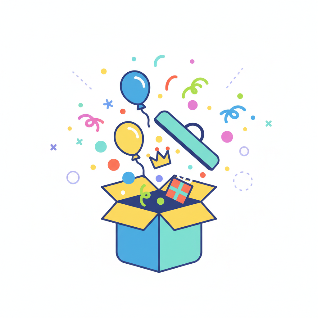 a birthday surprise box - AI generated illustration