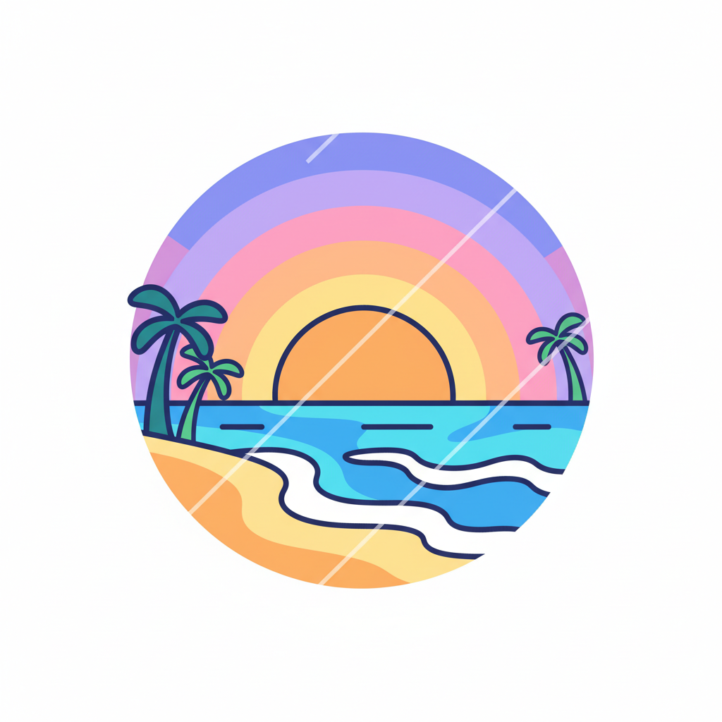 a sunset at the beach - AI generated illustration