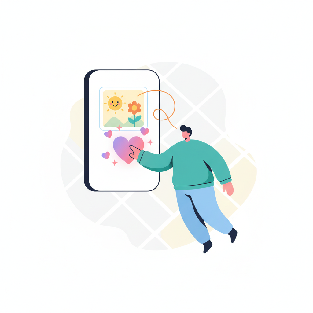 a person liking a photo online - AI generated illustration