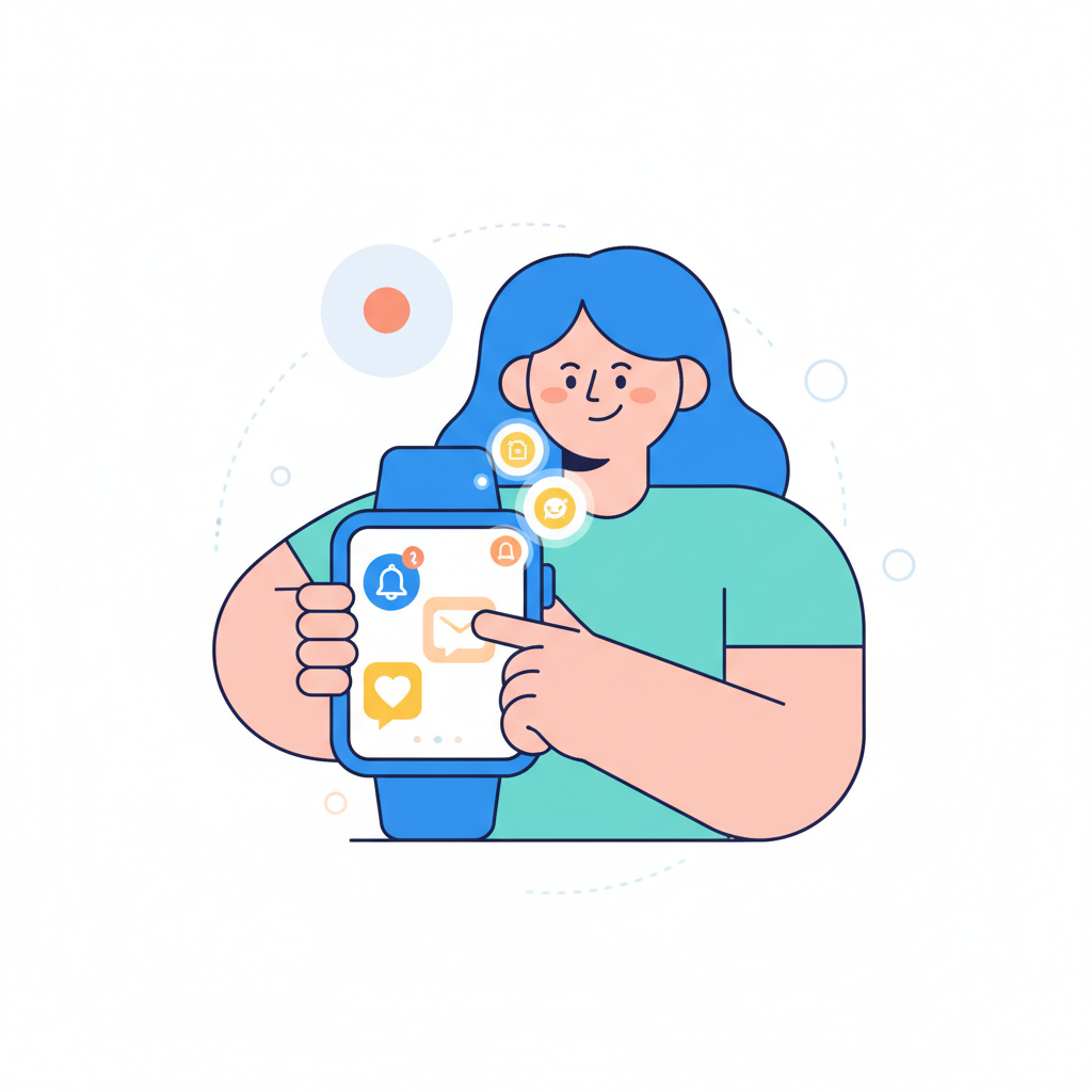 a person checking notifications on a smartwatch - AI generated illustration