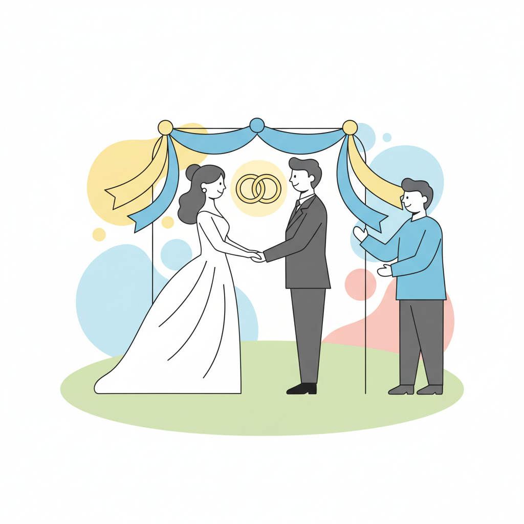 a wedding ceremony with rings - AI generated illustration
