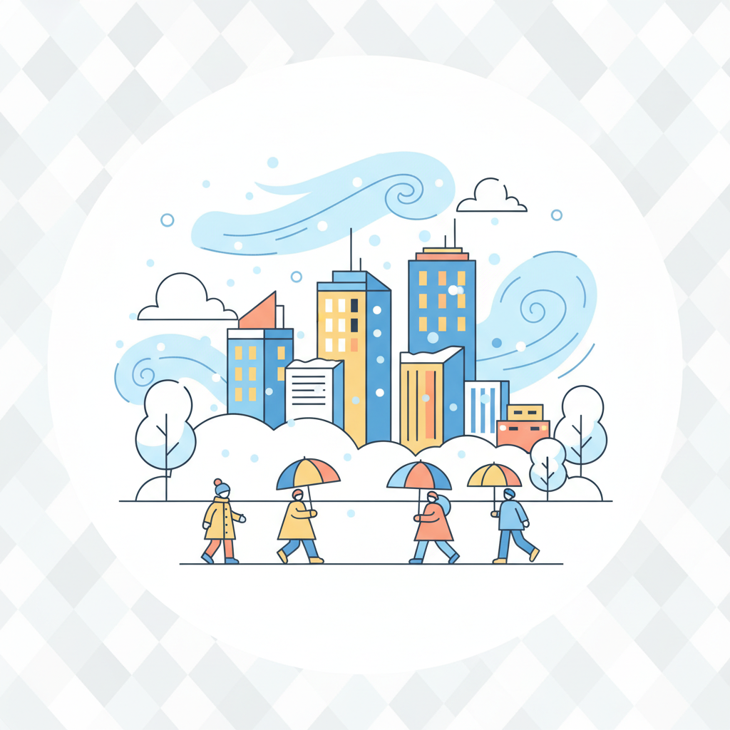 a blizzard in the city - AI generated illustration