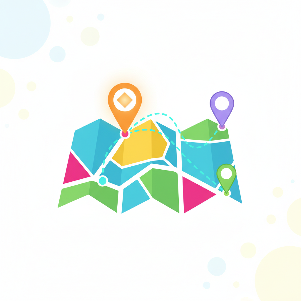 a digital map with navigation pins - AI generated illustration