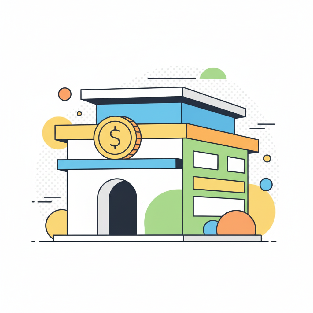 a bank building illustration - AI generated illustration