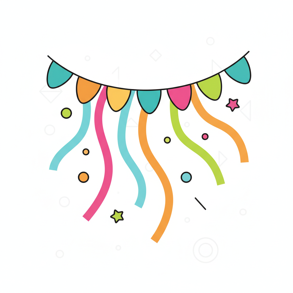 a party banner with streamers - AI generated illustration