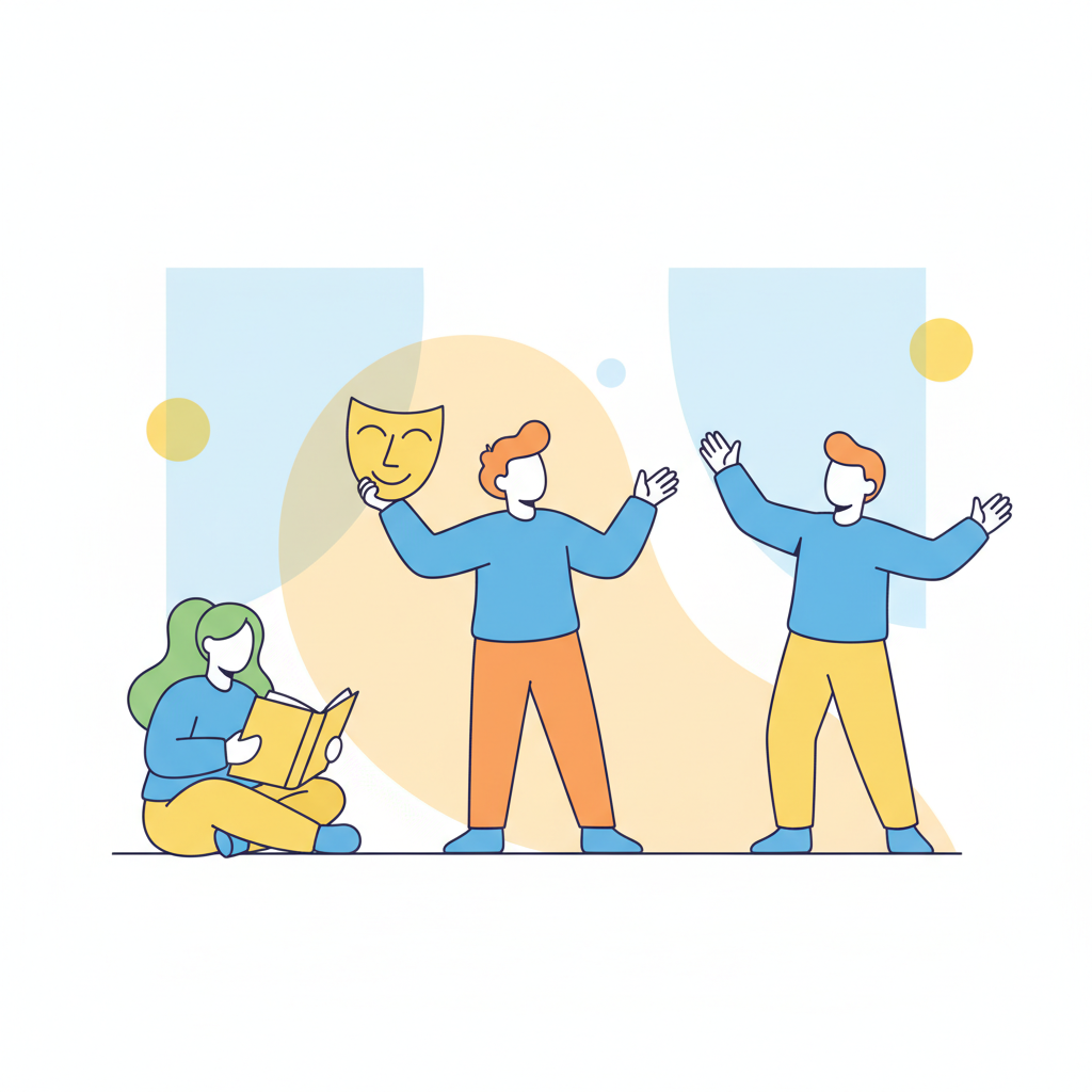 a drama play rehearsal - AI generated illustration