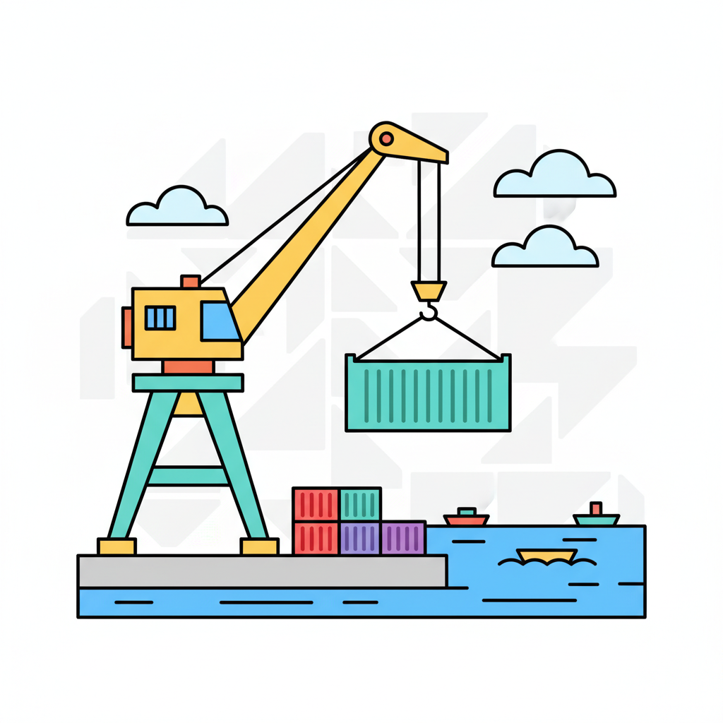 a port crane unloading cargo - AI generated illustration