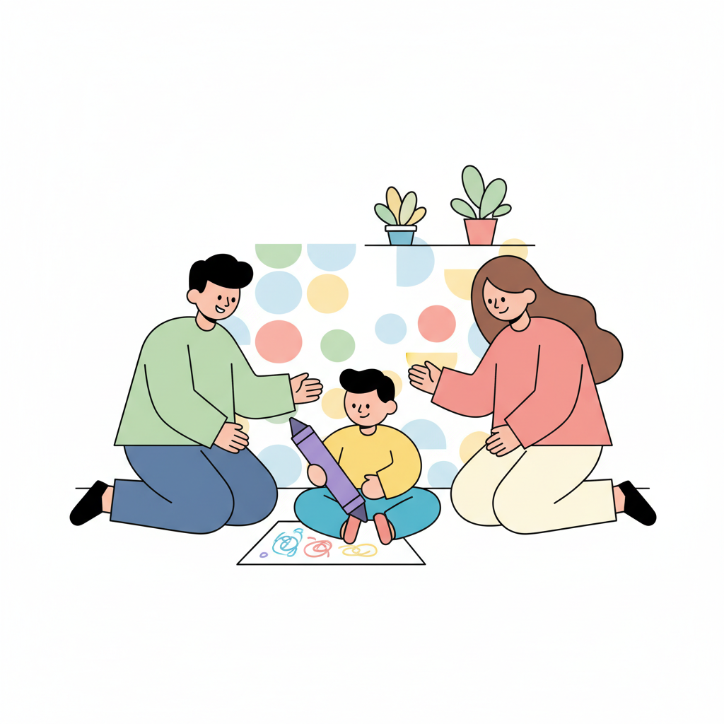 a child drawing for parents - AI generated illustration
