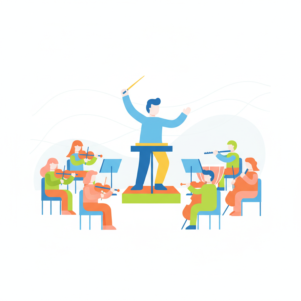 a conductor leading an orchestra - AI generated illustration