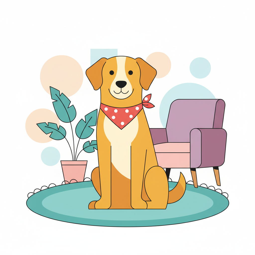 a pet dog sitting indoors - AI generated illustration