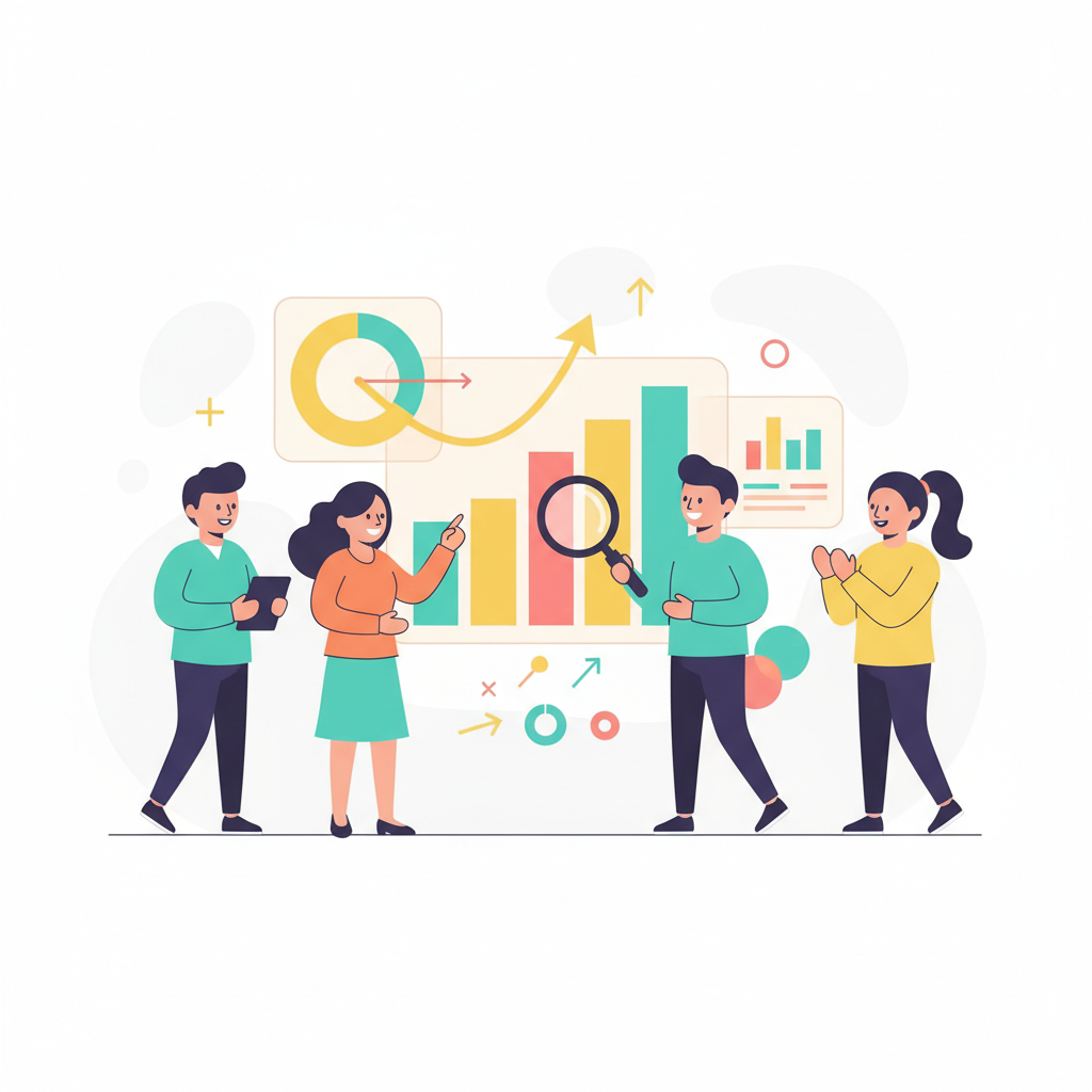 a group analyzing sales charts - AI generated illustration