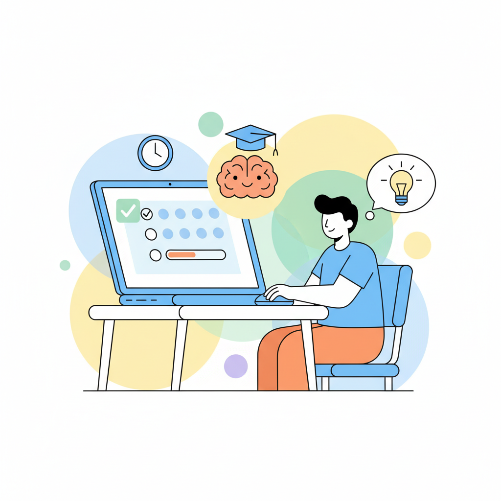 an online exam being taken - AI generated illustration