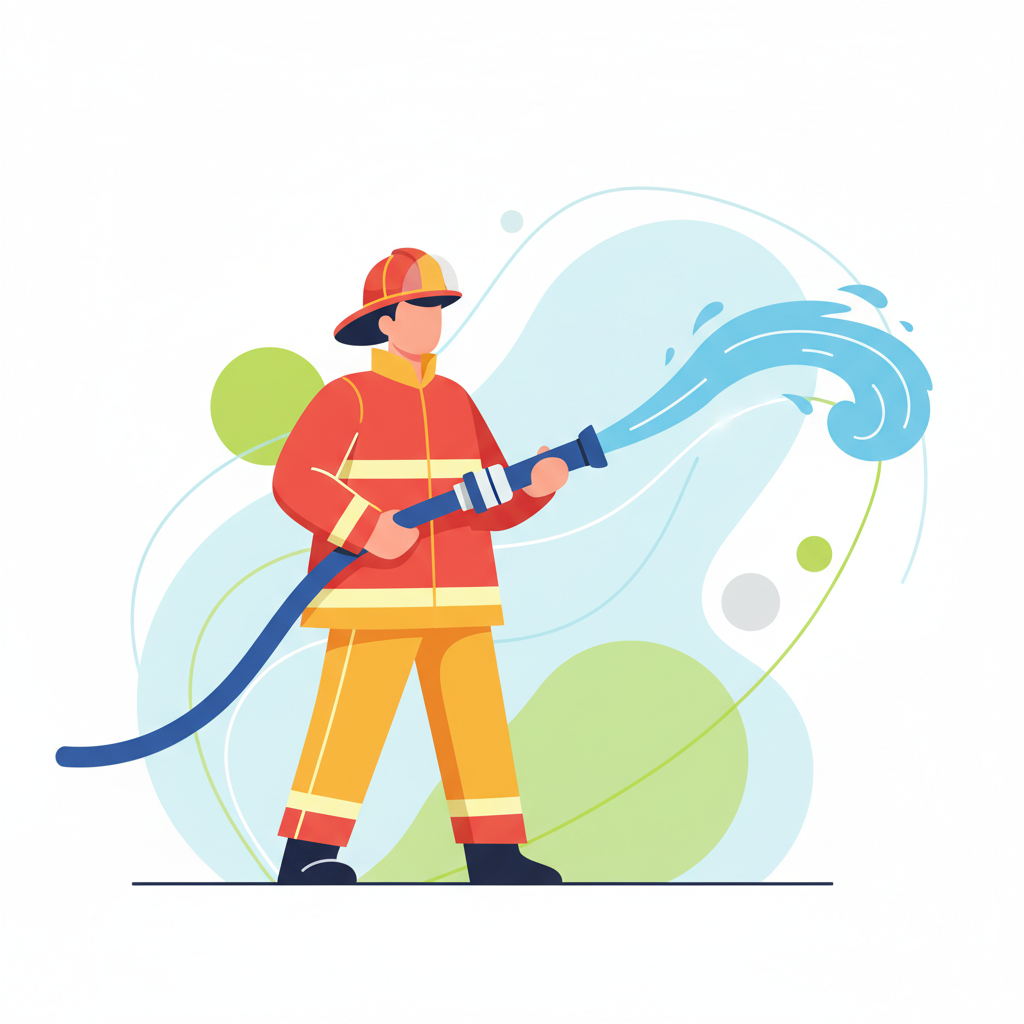 a firefighter holding a hose - AI generated illustration