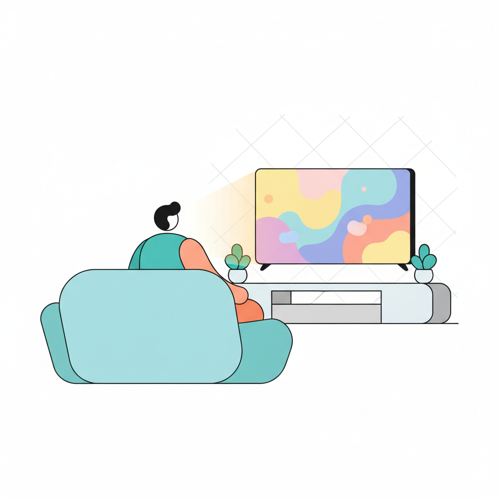 a person watching TV - AI generated illustration