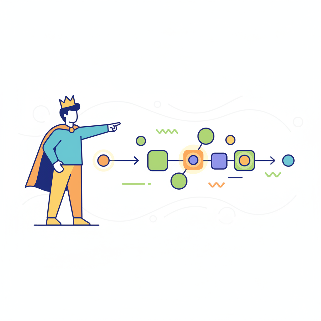 a leader pointing at a timeline - AI generated illustration