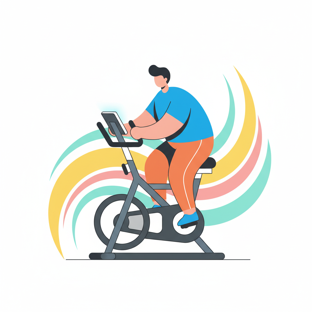 a person cycling on an exercise bike - AI generated illustration
