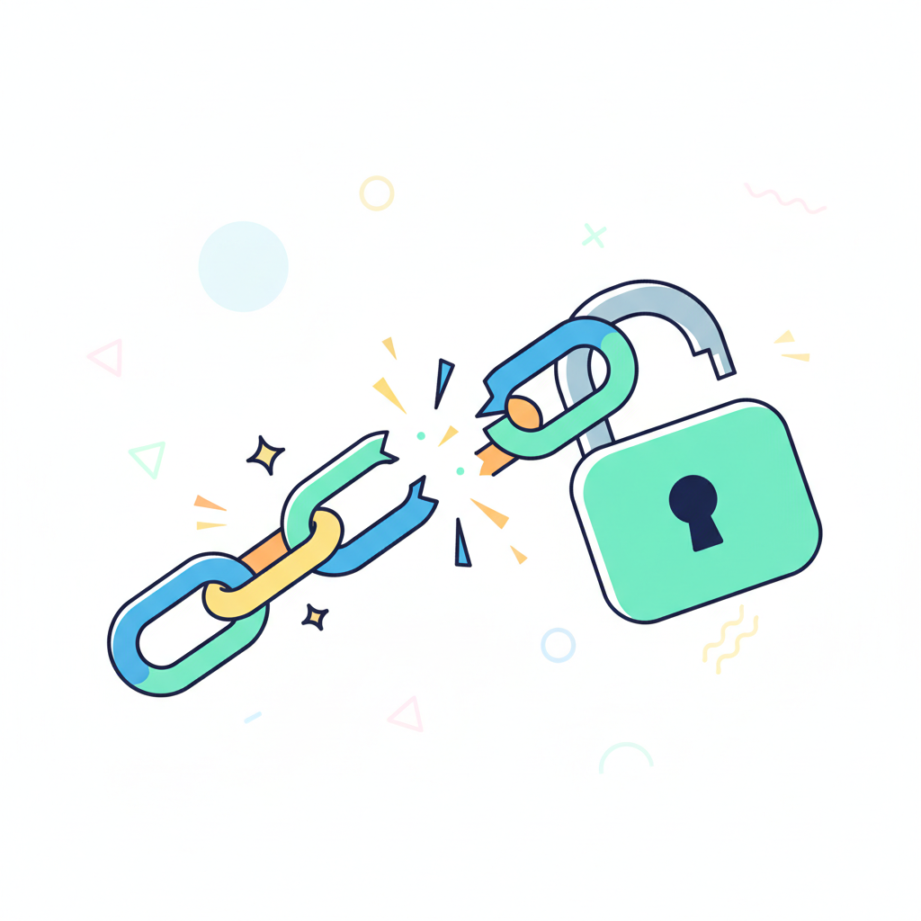 a broken chain with lock - AI generated illustration