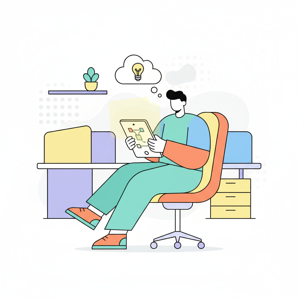 a person using a tablet in office - AI generated illustration