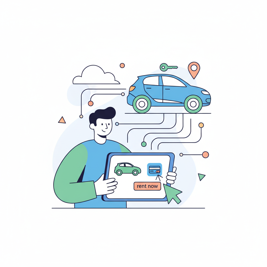 a person renting a car online - AI generated illustration