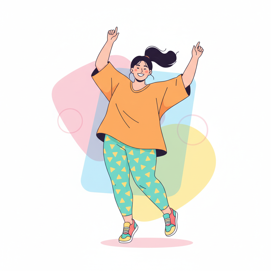 Illustration: Asian BBW woman dancing