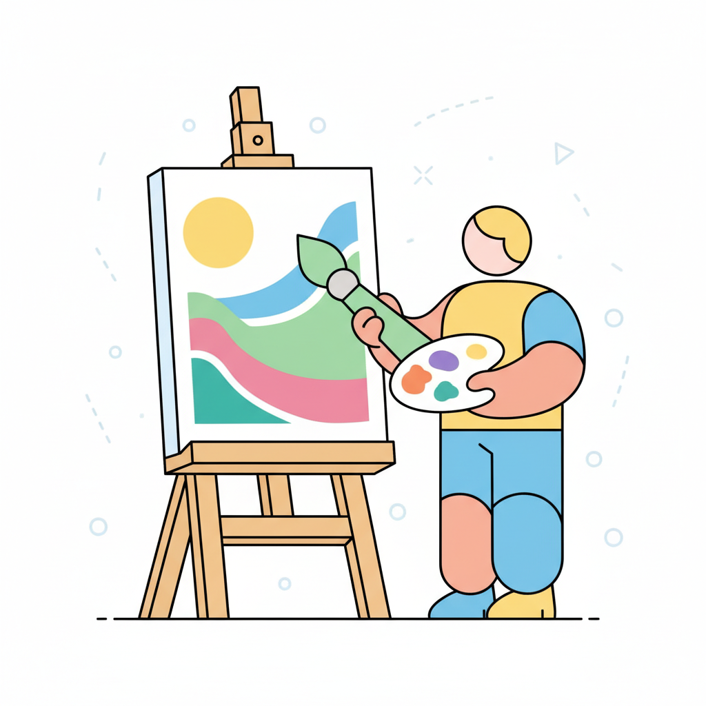 an artist painting on canvas - AI generated illustration
