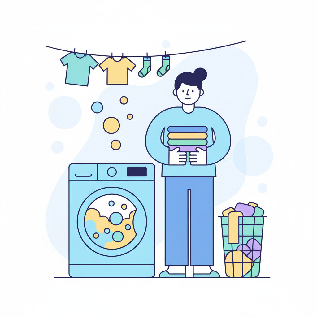 a person doing laundry - AI generated illustration