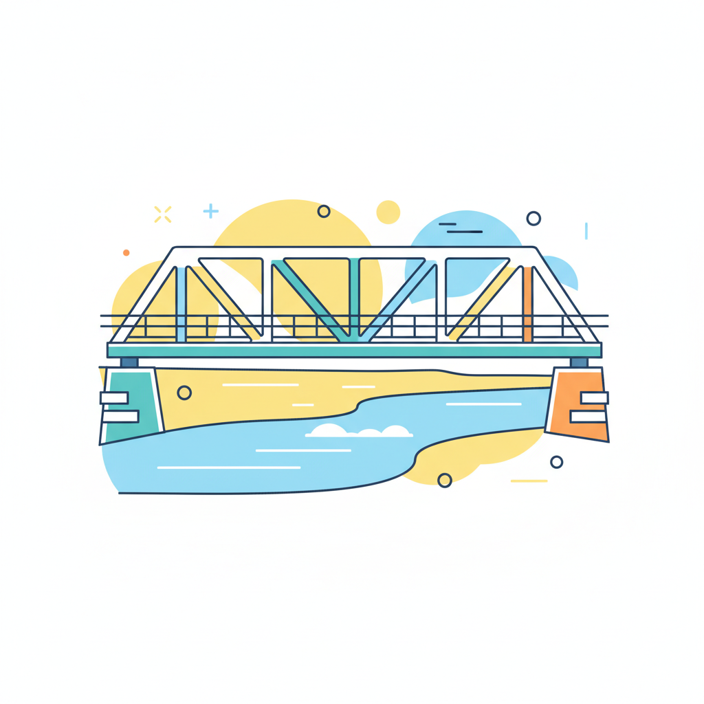 a steel bridge over a river - AI generated illustration