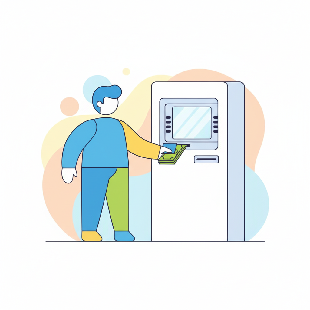 a person withdrawing cash from an ATM - AI generated illustration