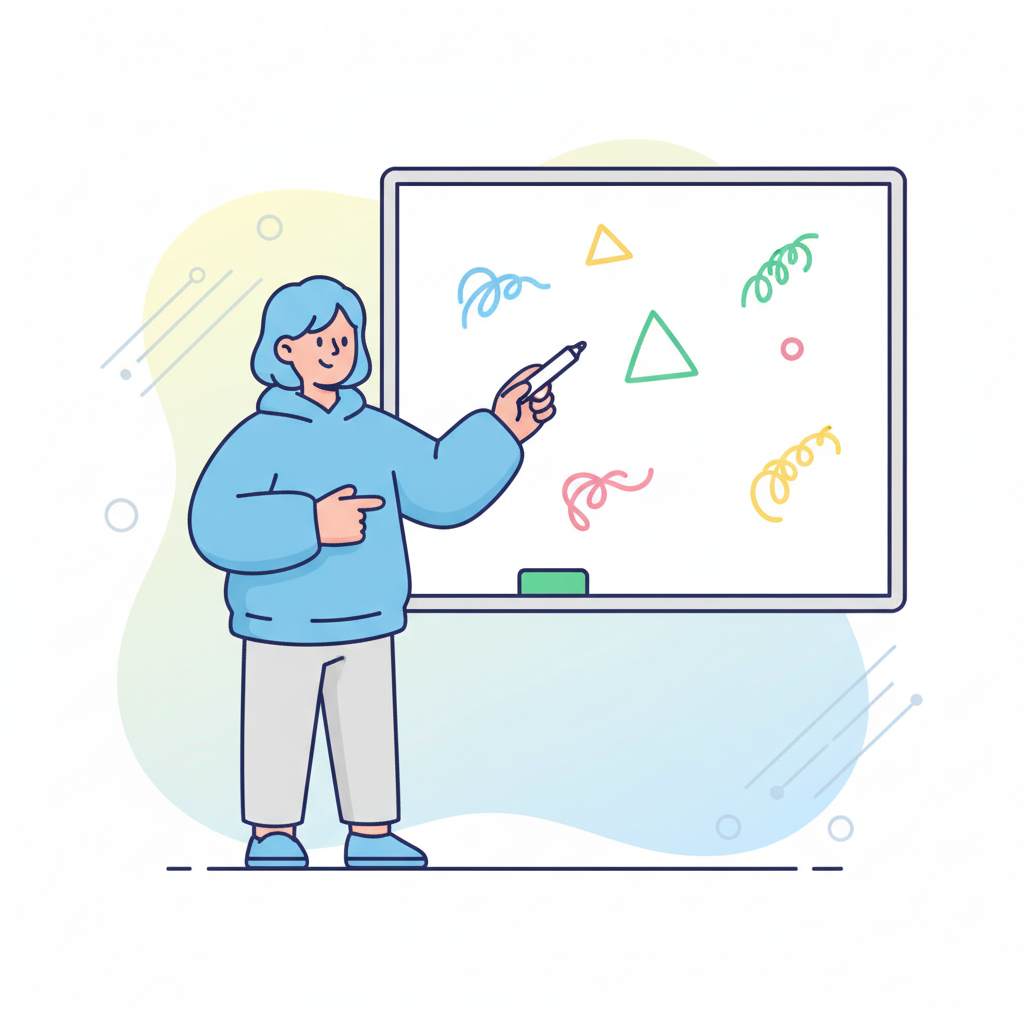 a student using a whiteboard - AI generated illustration