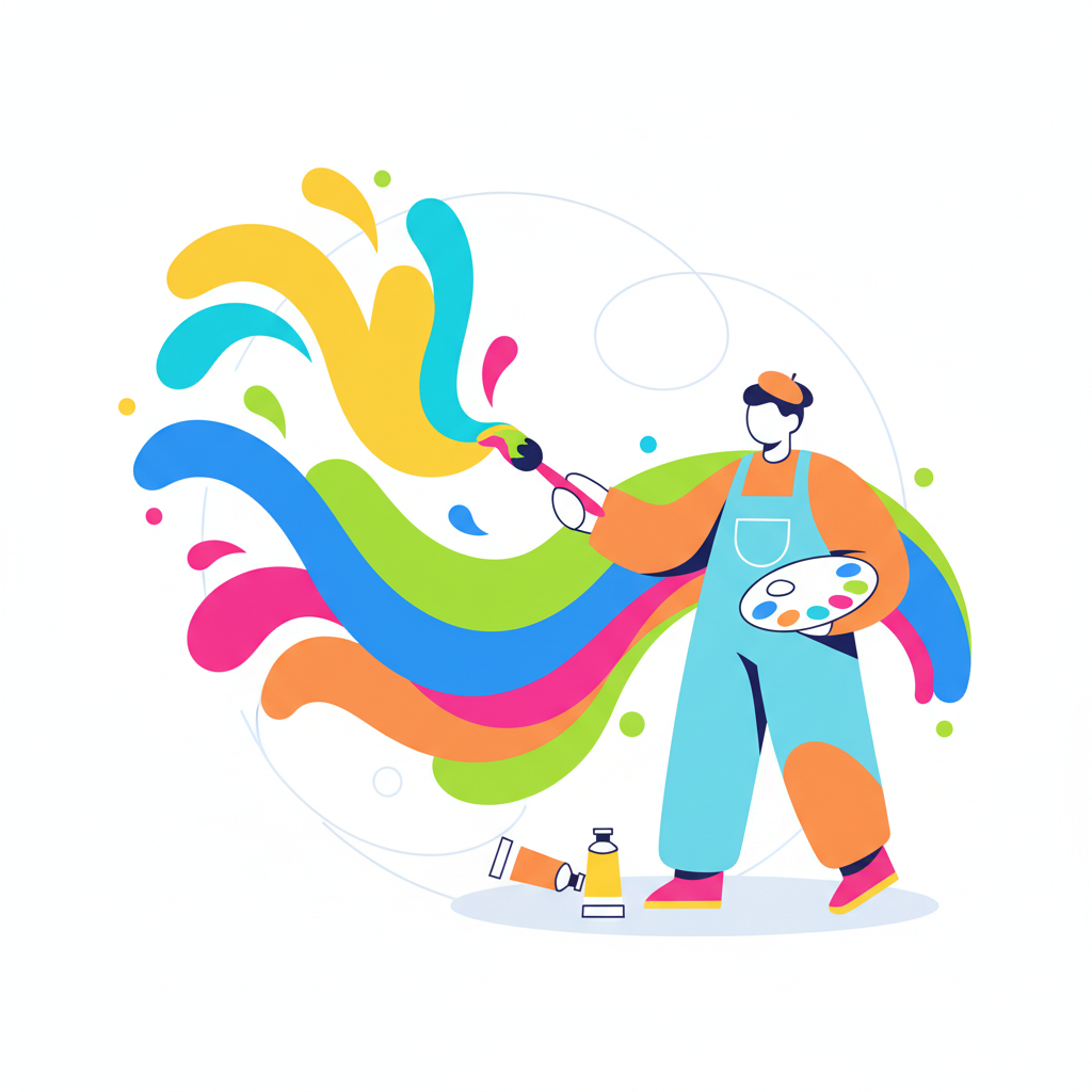 a person painting with vibrant colors - AI generated illustration