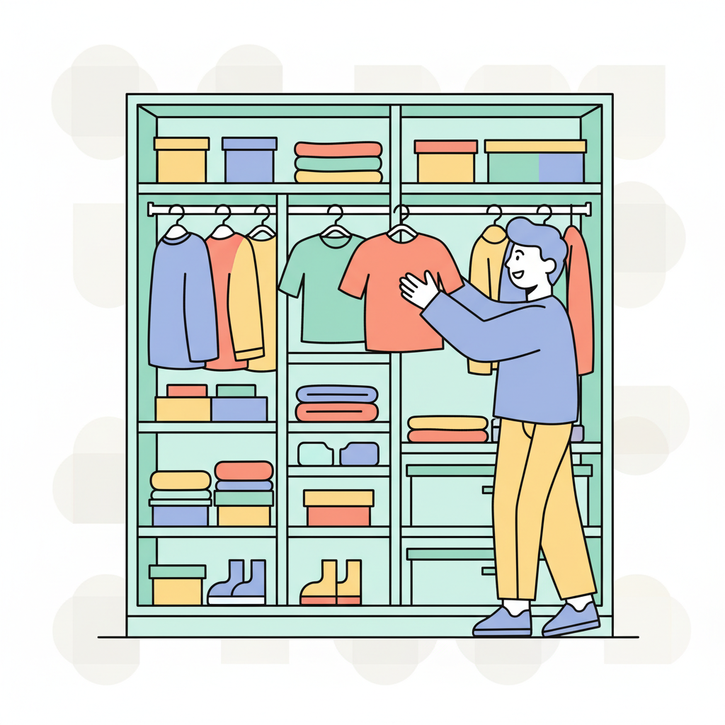 a person organizing a wardrobe - AI generated illustration