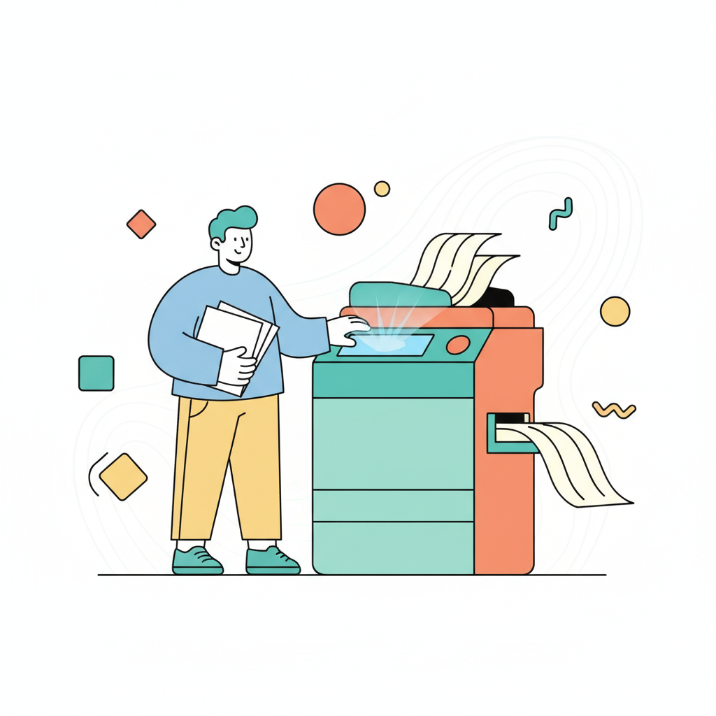 a person photocopying documents - AI generated illustration