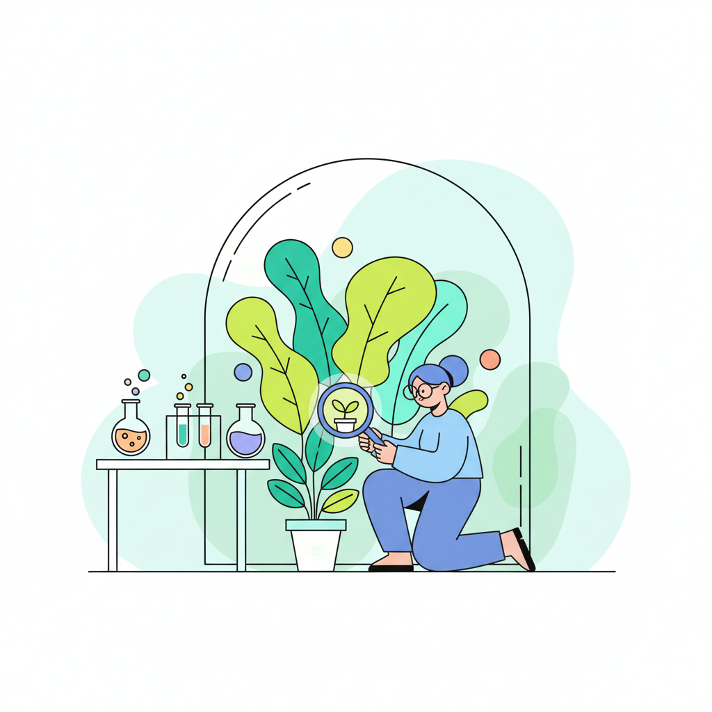a researcher studying plants - AI generated illustration