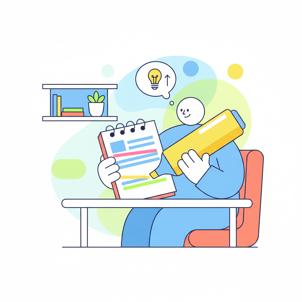 a person highlighting notes - AI generated illustration